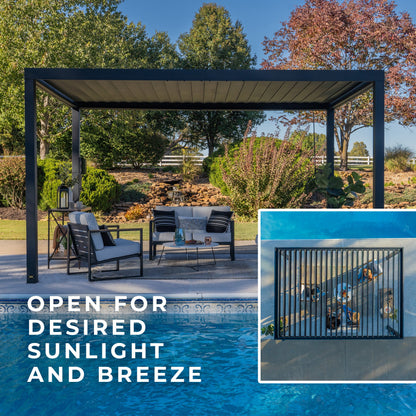 4.9m x 3.0m (16ft x 10ft) Sarasota Steel Louvered Pergola