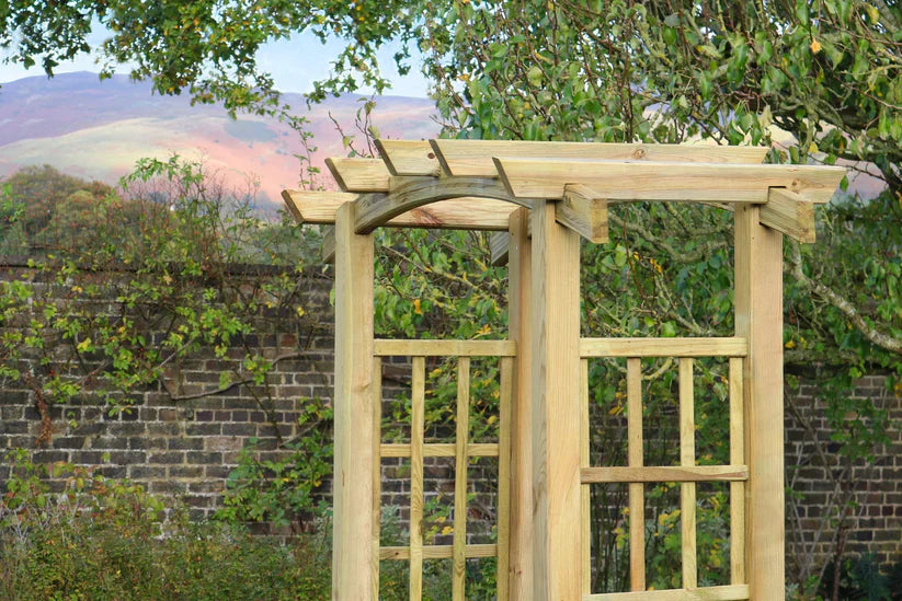 Curved Top Garden Arch with Trellis