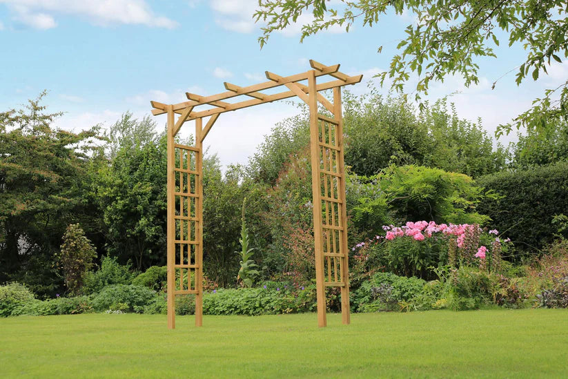 Flat Top Garden Arch with Trellis
